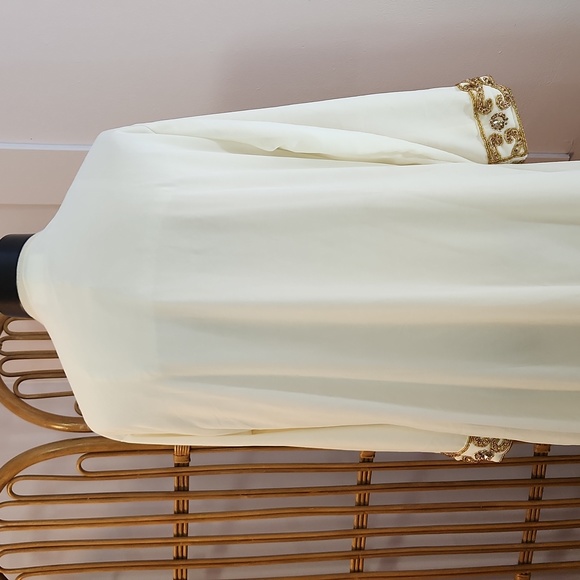 Abdulla Shehab Trading kaftan evening gown cream colored gold beads and crystals - Picture 11 of 16